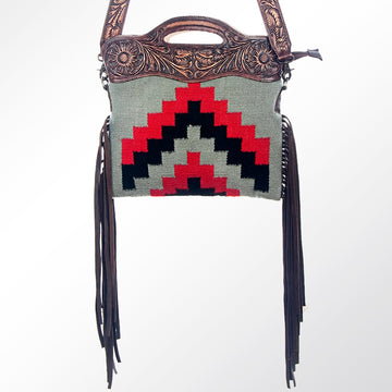 American Darling Clutch Hand Tooled Saddle Blanket Fabric Genuine Leather Western Women Bag Handbag Purse | Purses for Cute